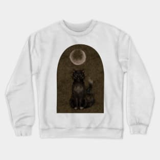 Gothic Black Cat Moon Watercolor Painting Witchy Aesthetic Crewneck Sweatshirt